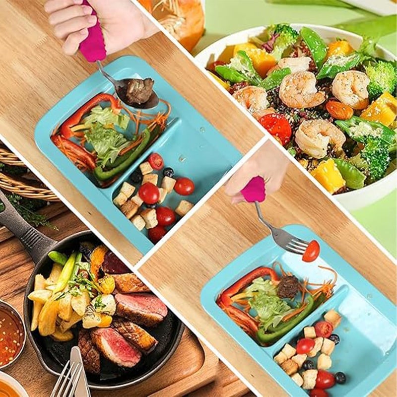 Ehucon Adaptive Utensils,Weighted Angled Silverware,Parkinsons Aids,Curved Non-Slip Easy Grip Spoon and Fork Set for Tremors,Disabled,Handicap,Elderly,Arthritis (Right Hand,Pack of 2,Rose Pink) - Image 3